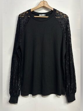 5 for $25🔥DOROSE Black Long Sleeve Lace Waffle Shirt XL